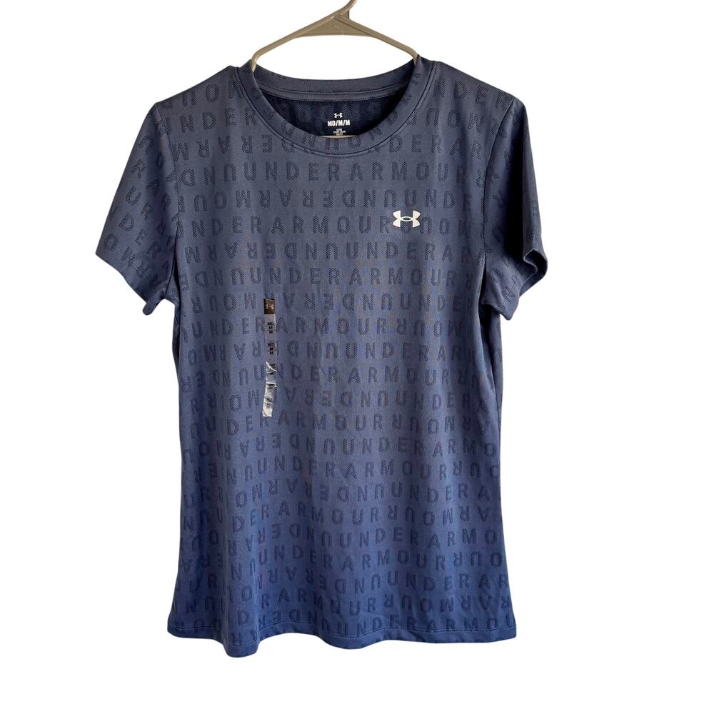 Under Armour Womens M Velocity Wordmark Jacquard Short Sleeve Shirt Top